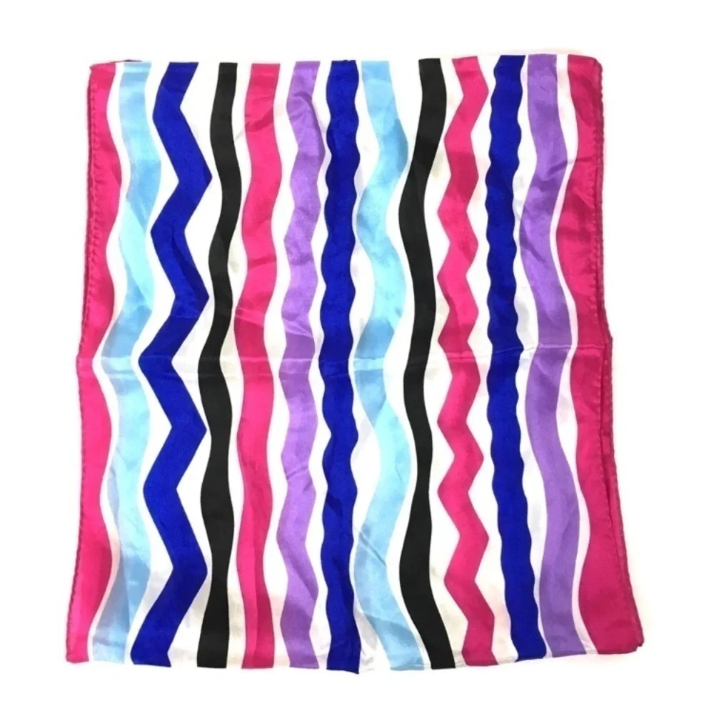 VINTAGE Head Scarves 100% Silk Plaid Retro Stripes Kitsch Rockabilly 50s Style